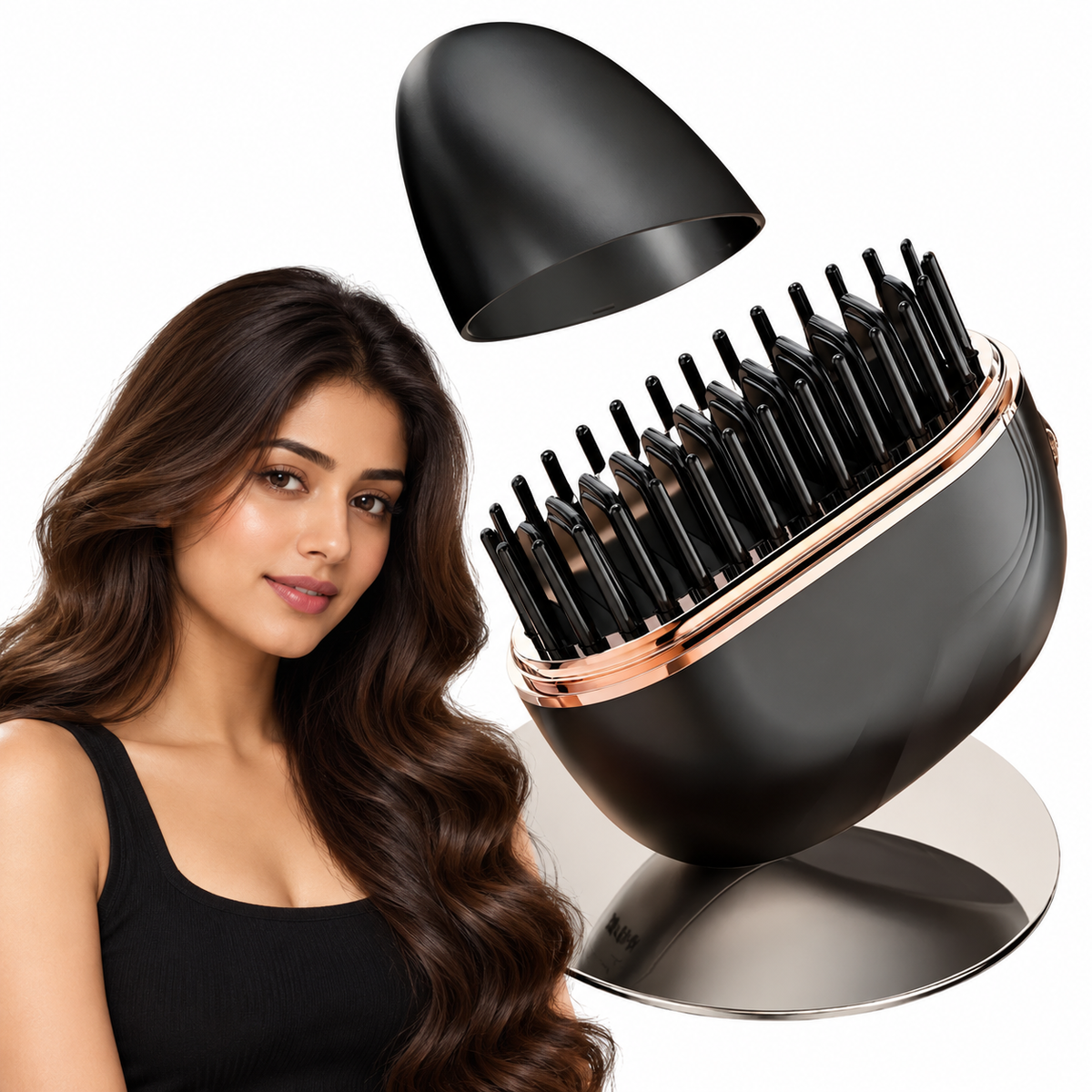Wireless Portable Straight Hair Comb with Lid