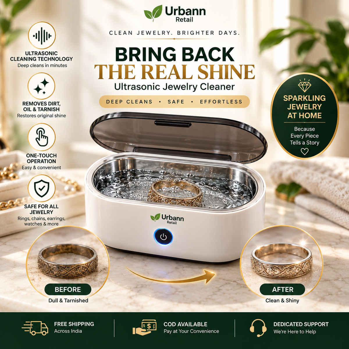 Portable Mini Ultrasonic Jewelry Cleaner