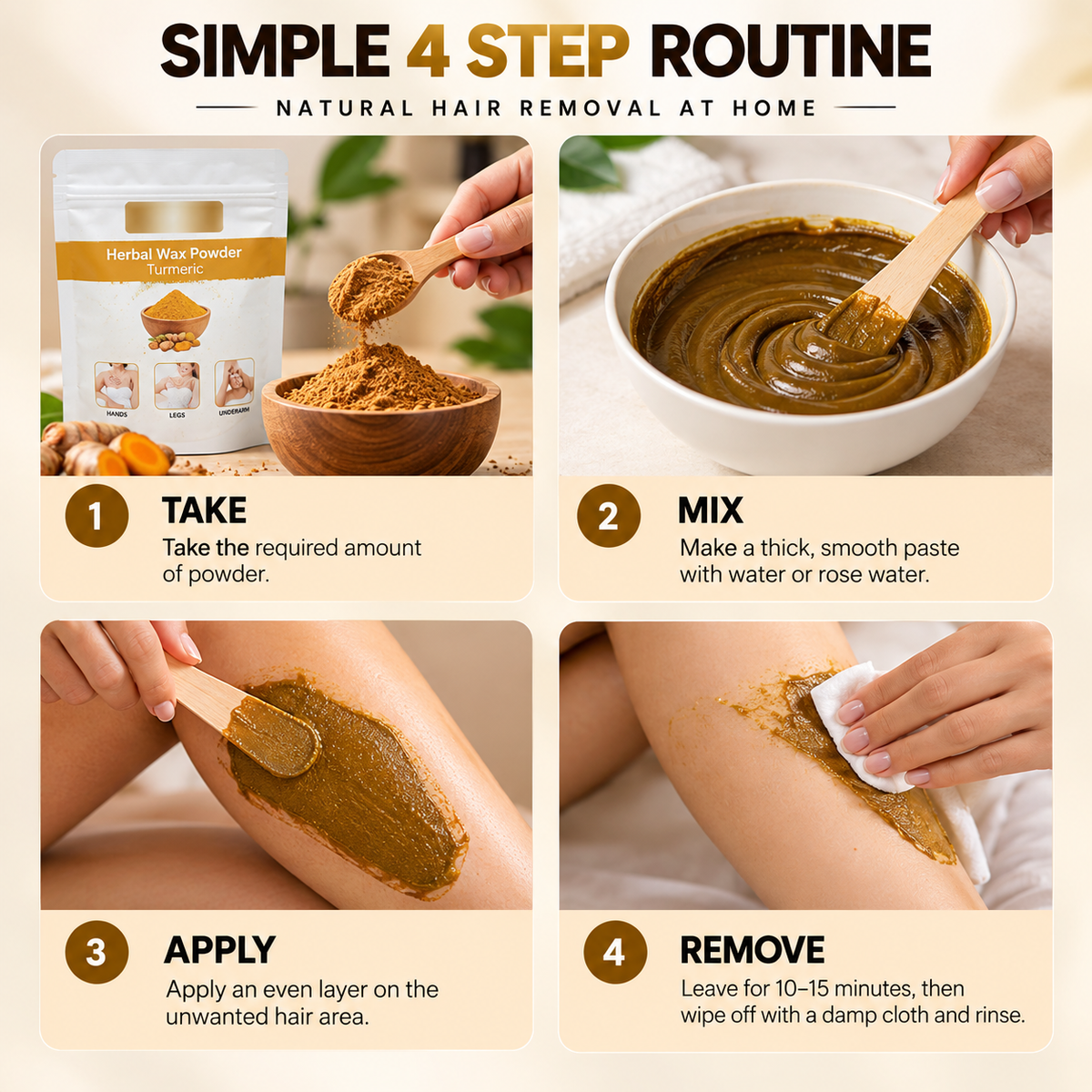 Turmeric Hair Removal Wax Powder  (Pack of 3)