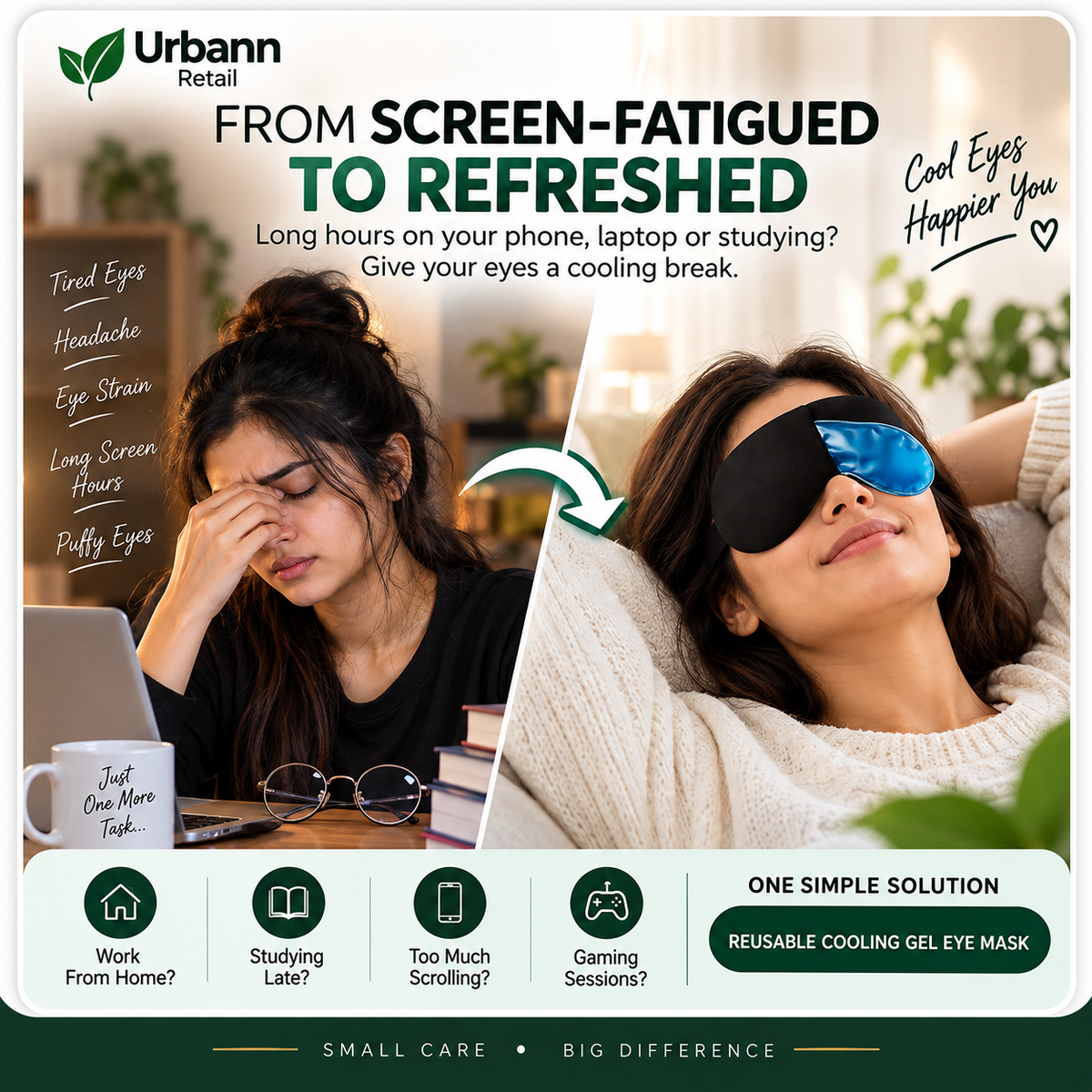 Reusable Cooling Gel Eye Mask