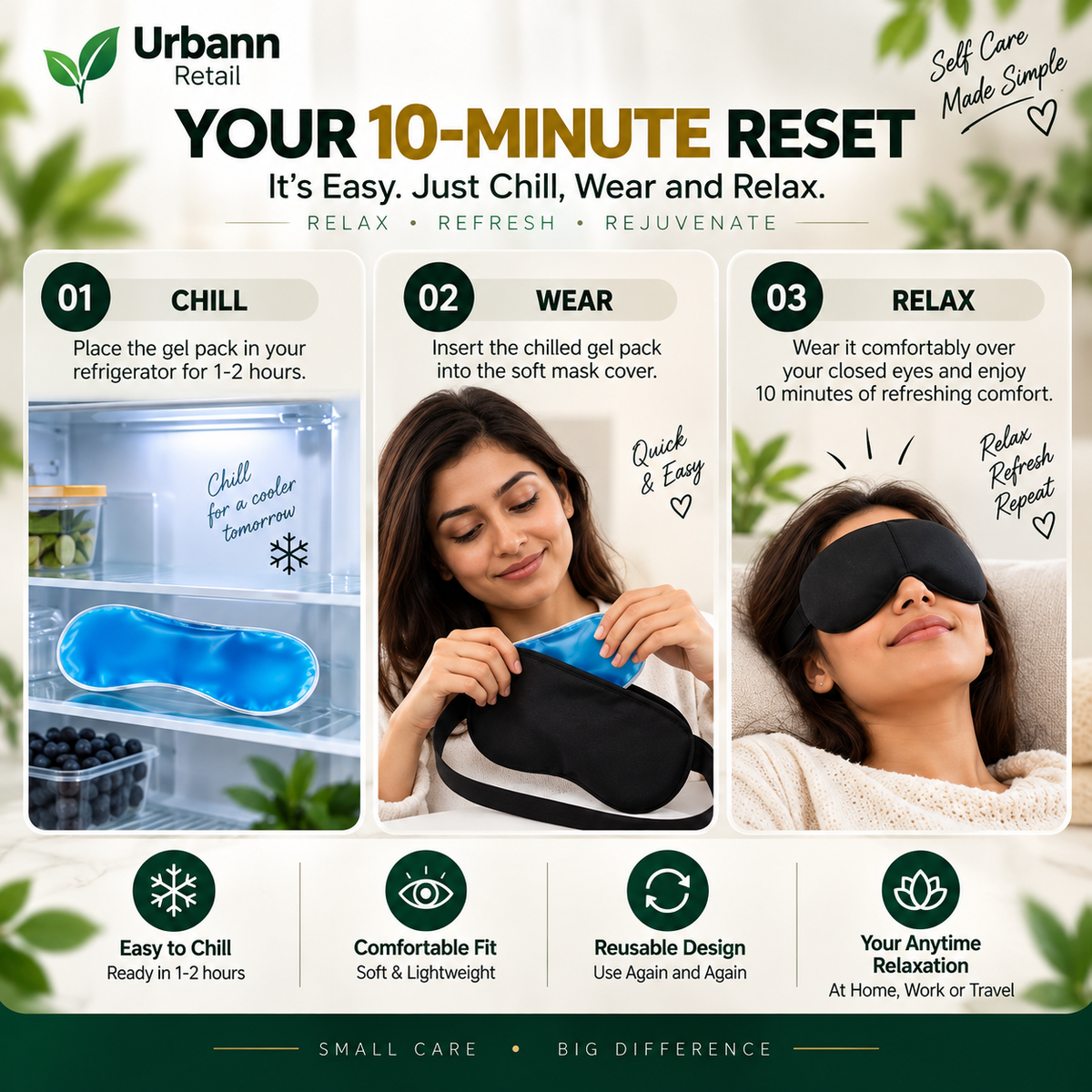 Reusable Cooling Gel Eye Mask