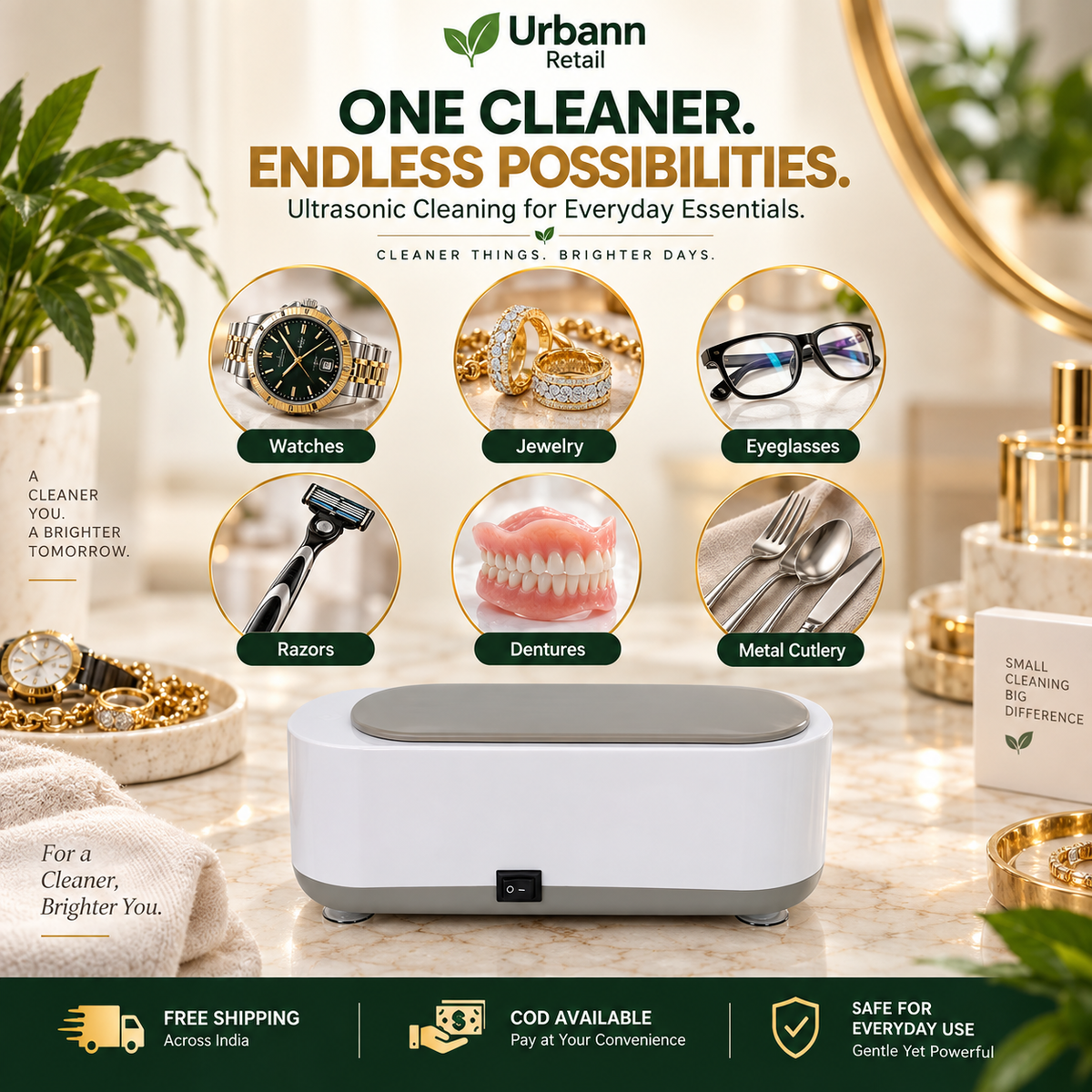 Portable Mini Ultrasonic Jewelry Cleaner