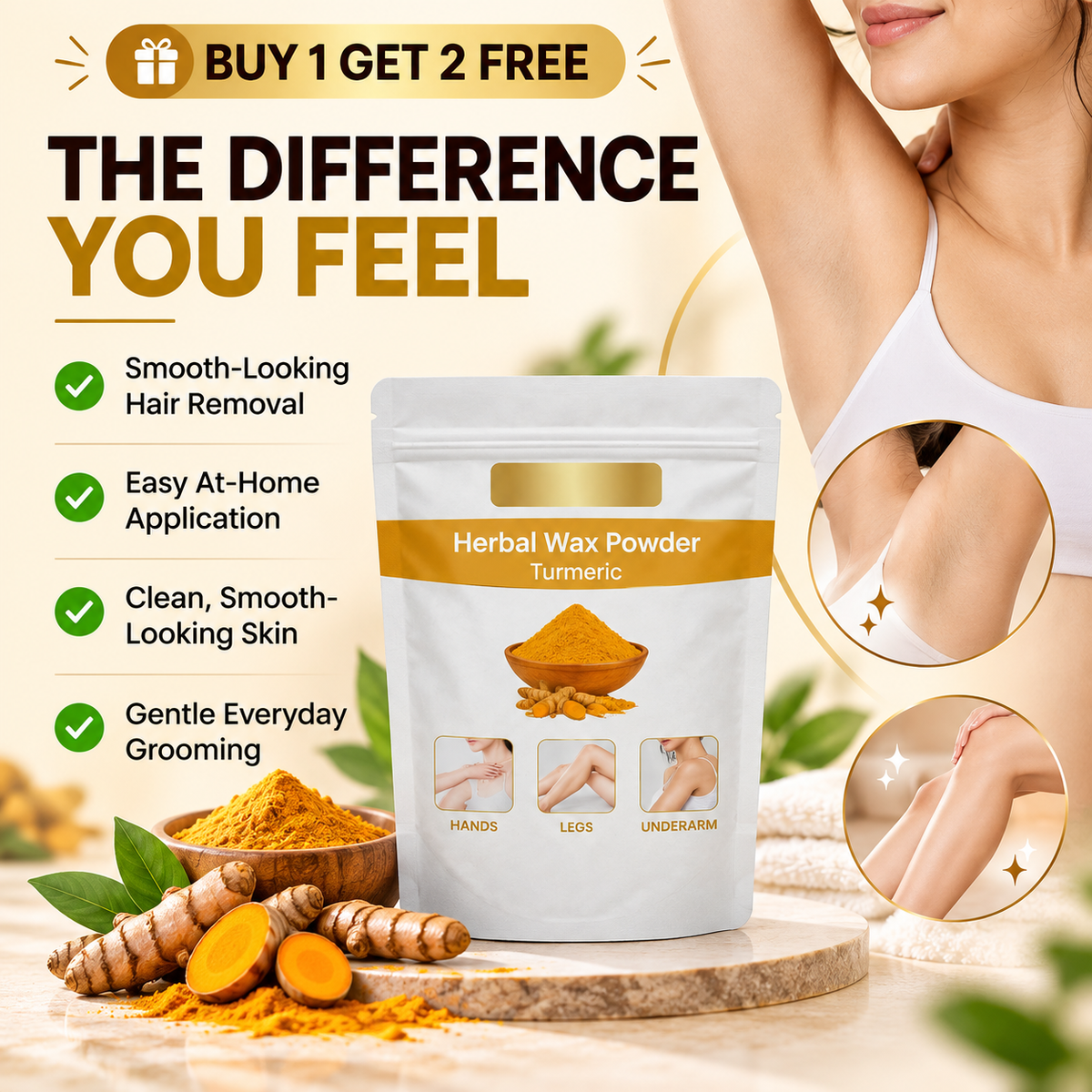 Turmeric Hair Removal Wax Powder  (Pack of 3)