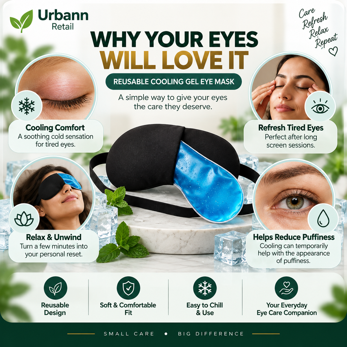 Reusable Cooling Gel Eye Mask