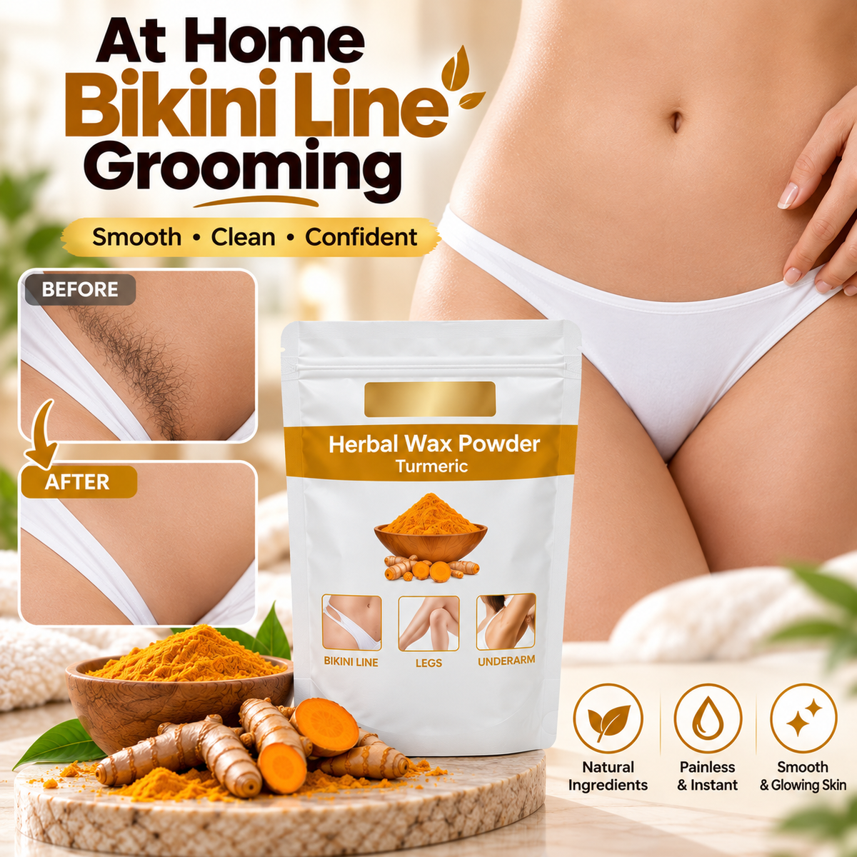 Turmeric Hair Removal Wax Powder  (Pack of 3)