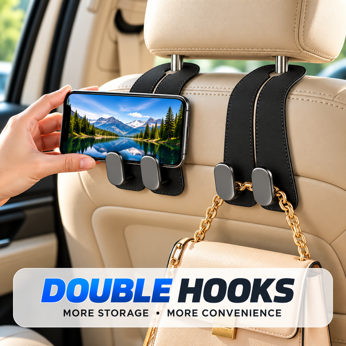 Vegan Leather Car Seat Hook(Buy 1 Get 1 Free)