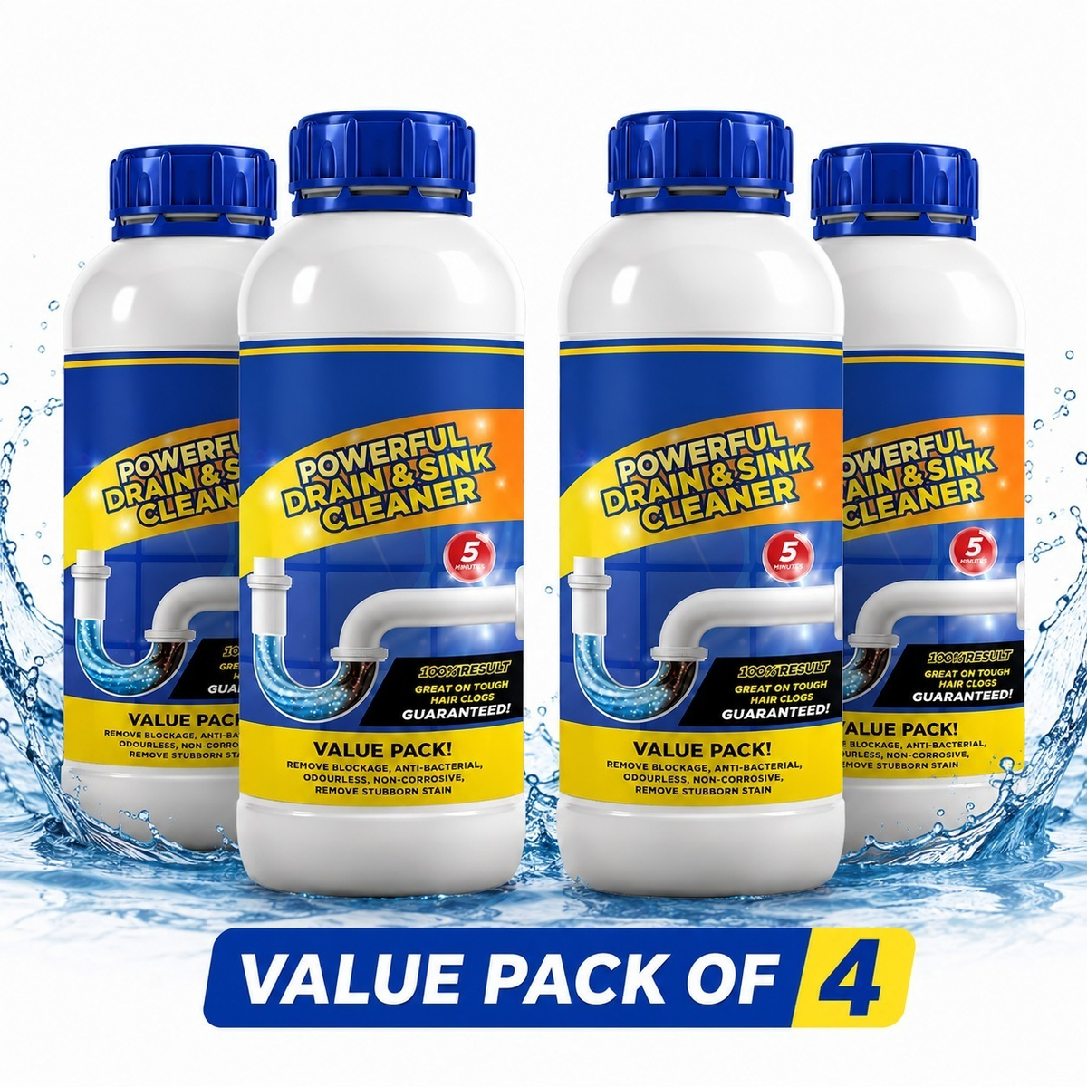 Sanitizo Powerful Drain & Sink Cleaner Powder 100 ML Each (Pack of 4)