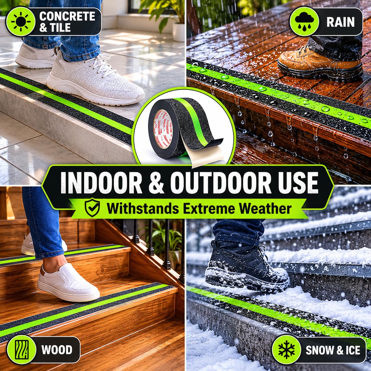 Green Stripe Anti Slip Grip Tape - 5 Mtr